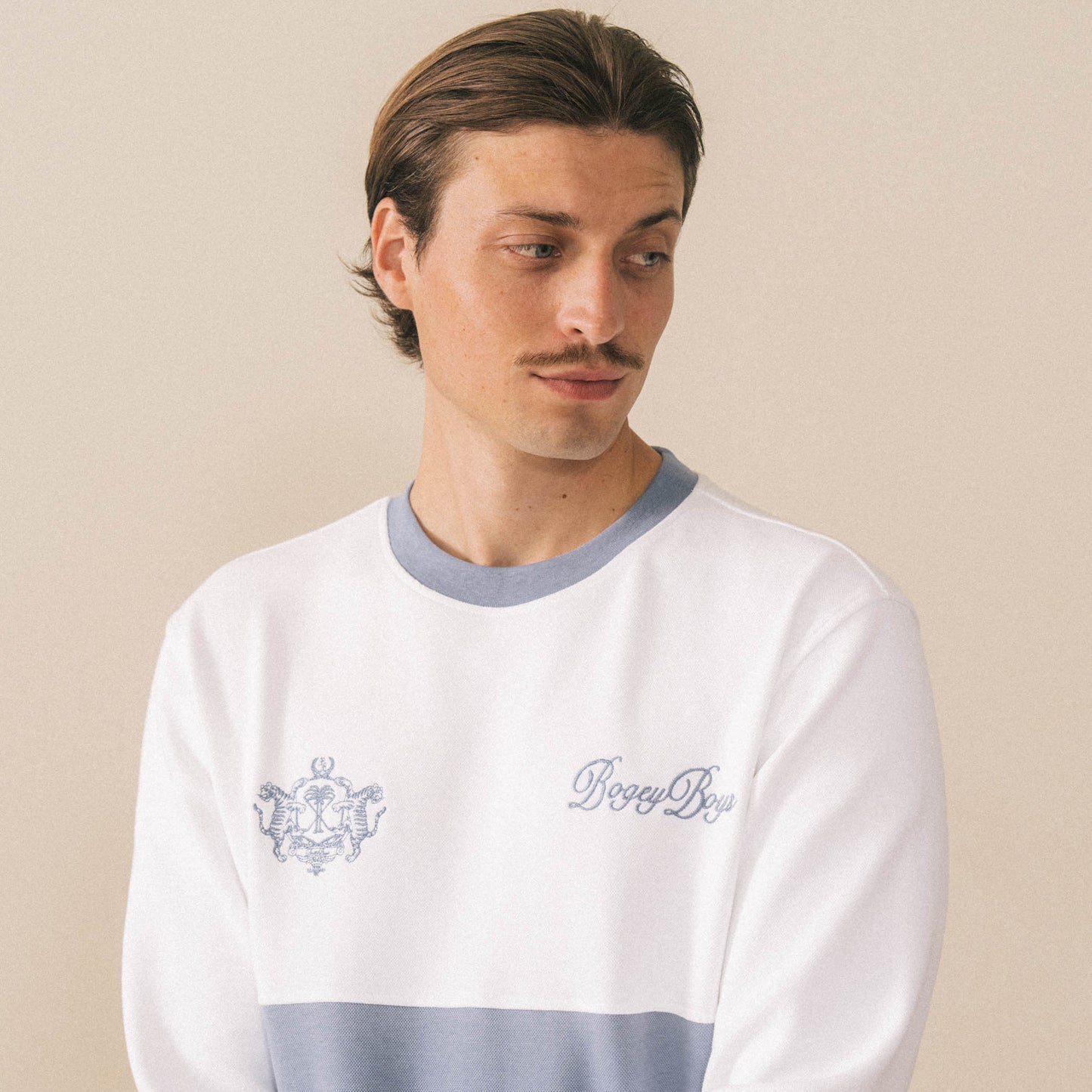 Half & Half Crewneck - Blue/White