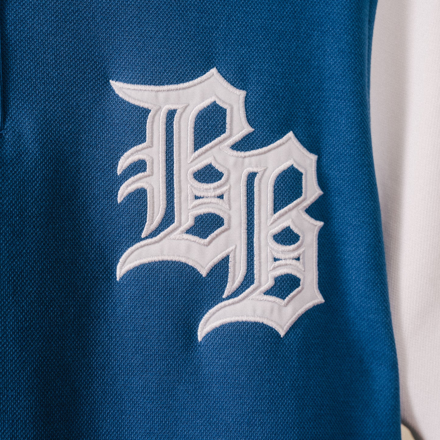 Old English BB Color Block Polo - Blue/White