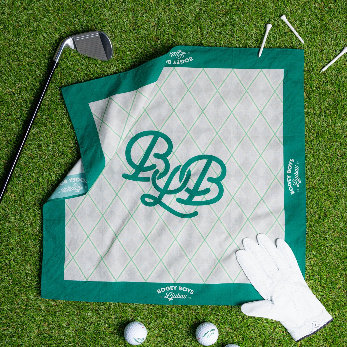 Ljubav x Bogey Boys Monogram Scarf - Grey/Green
