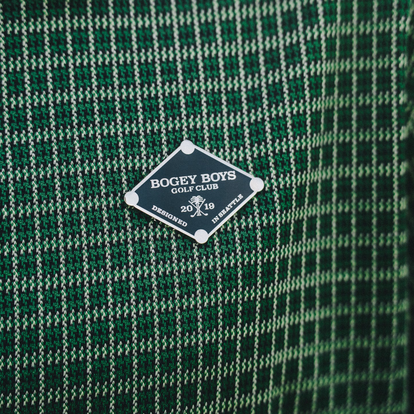 BBGC Emblem Polo - Green Houndstooth