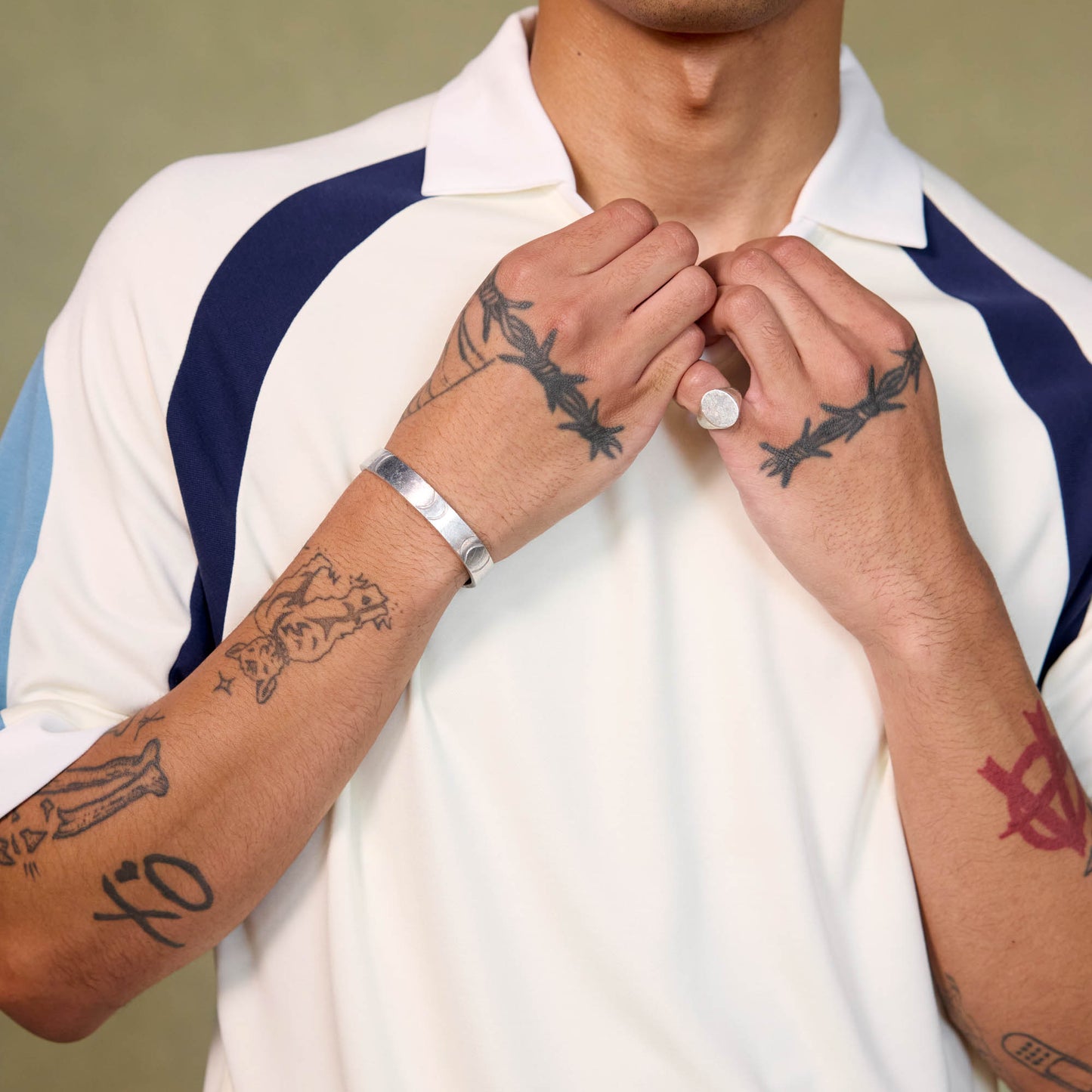 Curved Sleeve Athletic Polo - Cream
