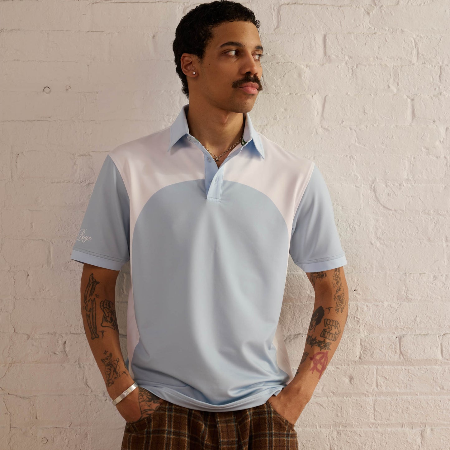Curved Block Athletic Polo - Iceberg