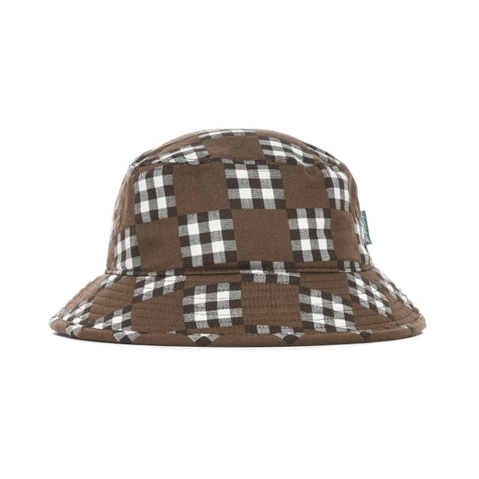 Big Check Bucket Hat - Brown