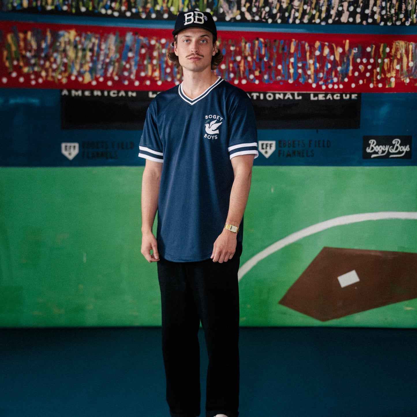 Bogey Boys x EFF V-Neck Baseball Jersey - Navy