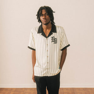 Old English BB Button-Up - Cream Pinstripe