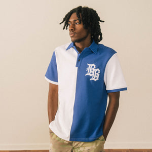 Old English BB Color Block Polo - Blue/White