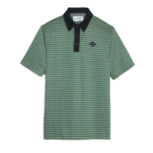 BBGC Emblem Polo - Green Houndstooth