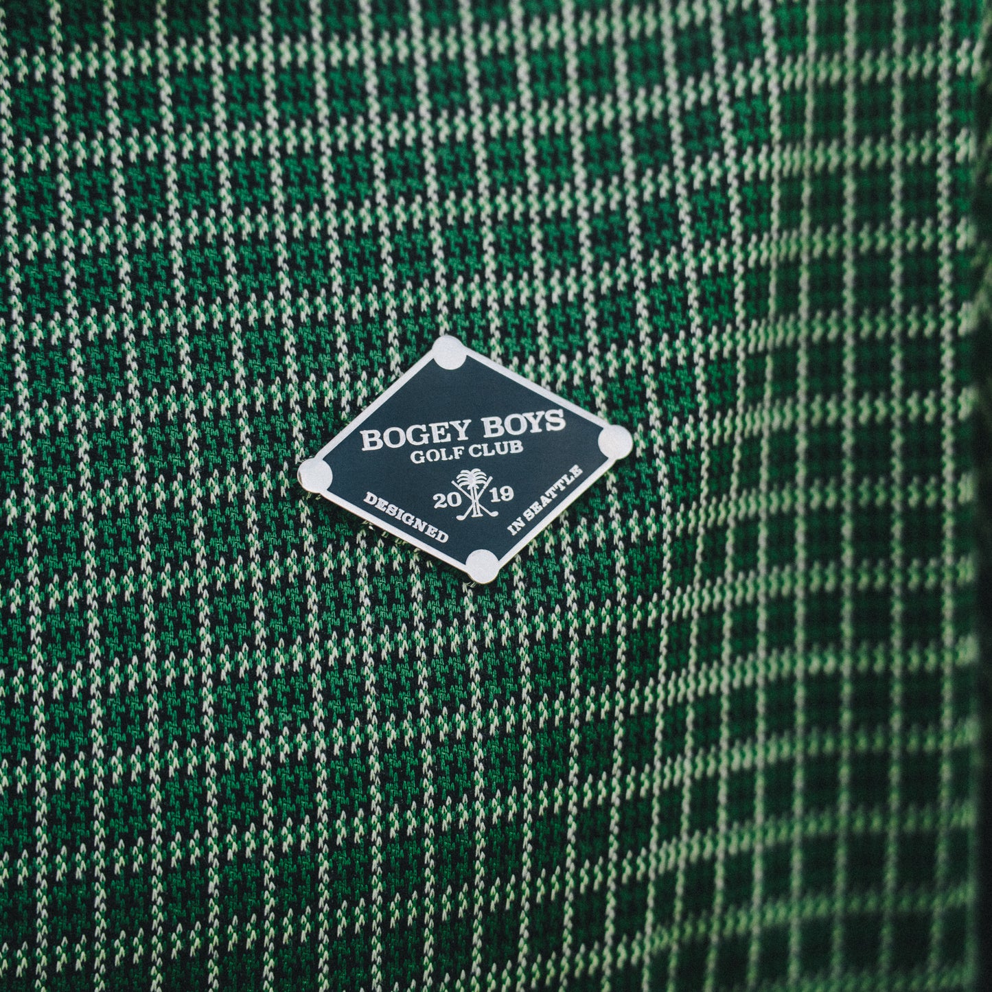 BBGC Emblem Polo - Green Houndstooth