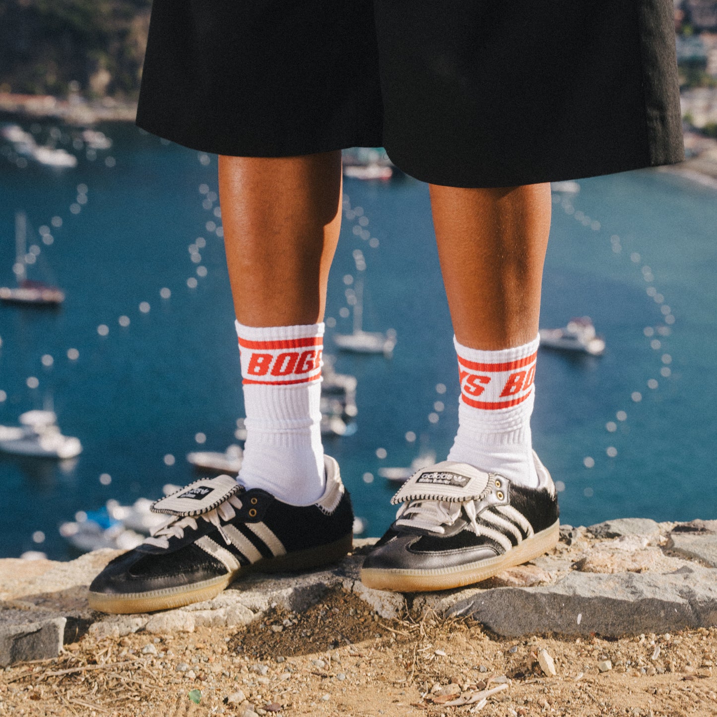 Bold Logo Stripe Sock - White