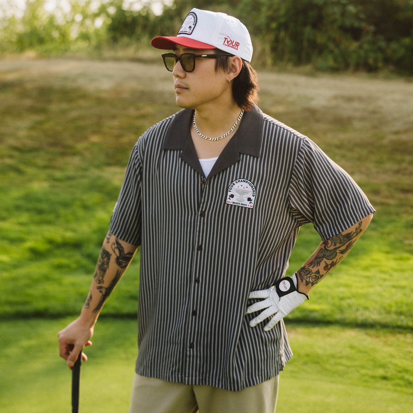 TOUR Championship Striped Button-Up - Grey