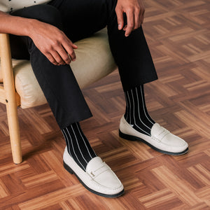 2-Pack Pinstripe Socks - Black & White