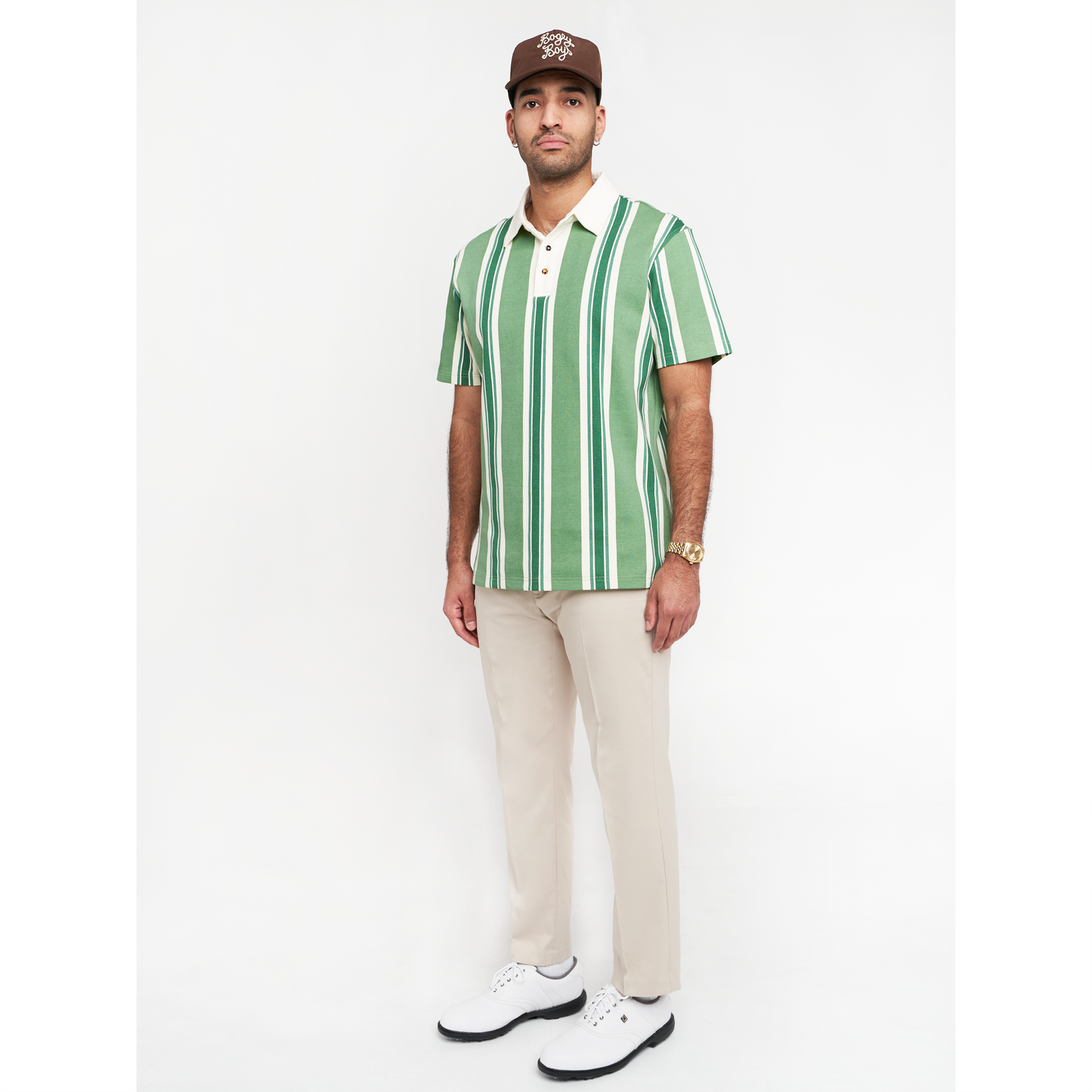 Pique Polo - Green Striped