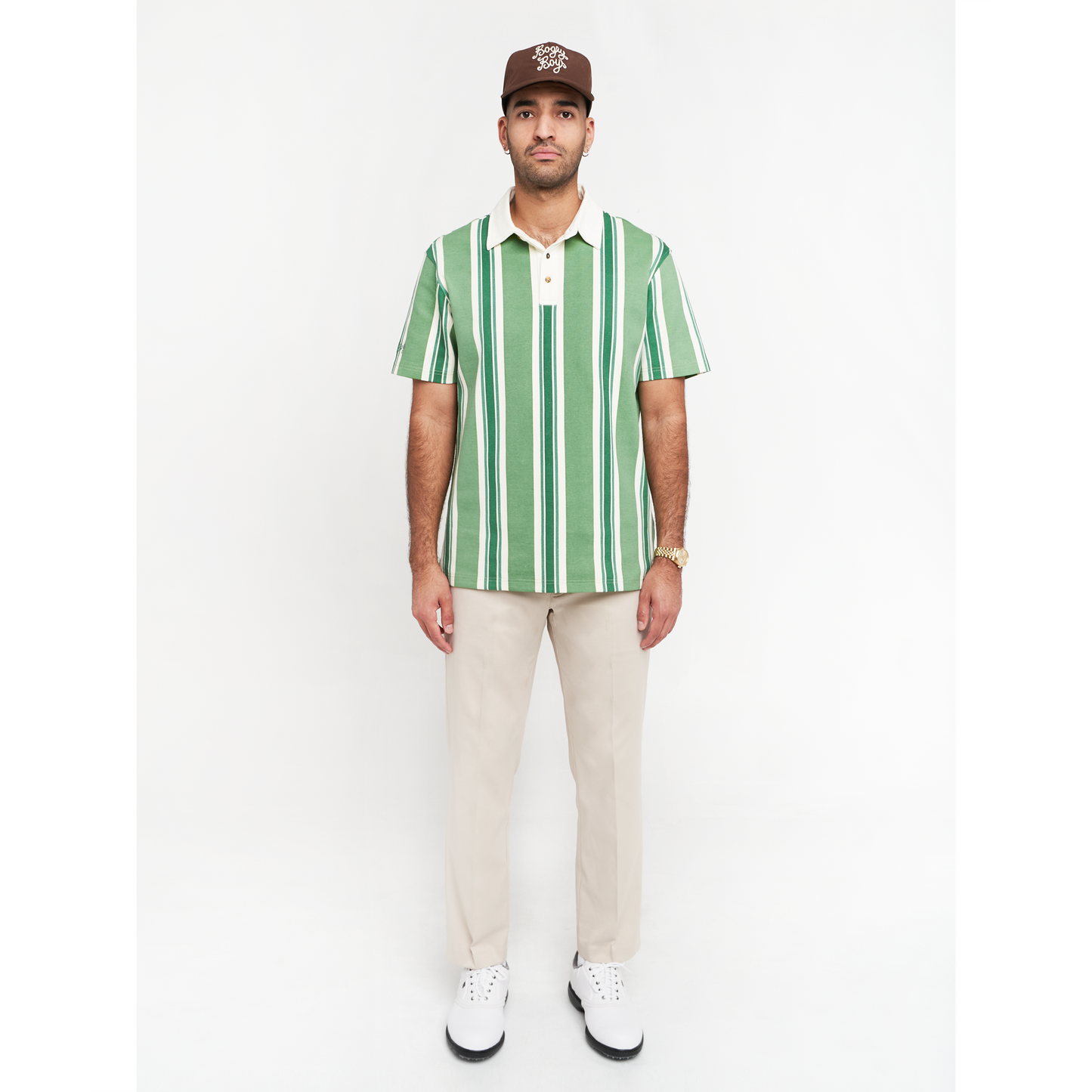Pique Polo - Green Striped