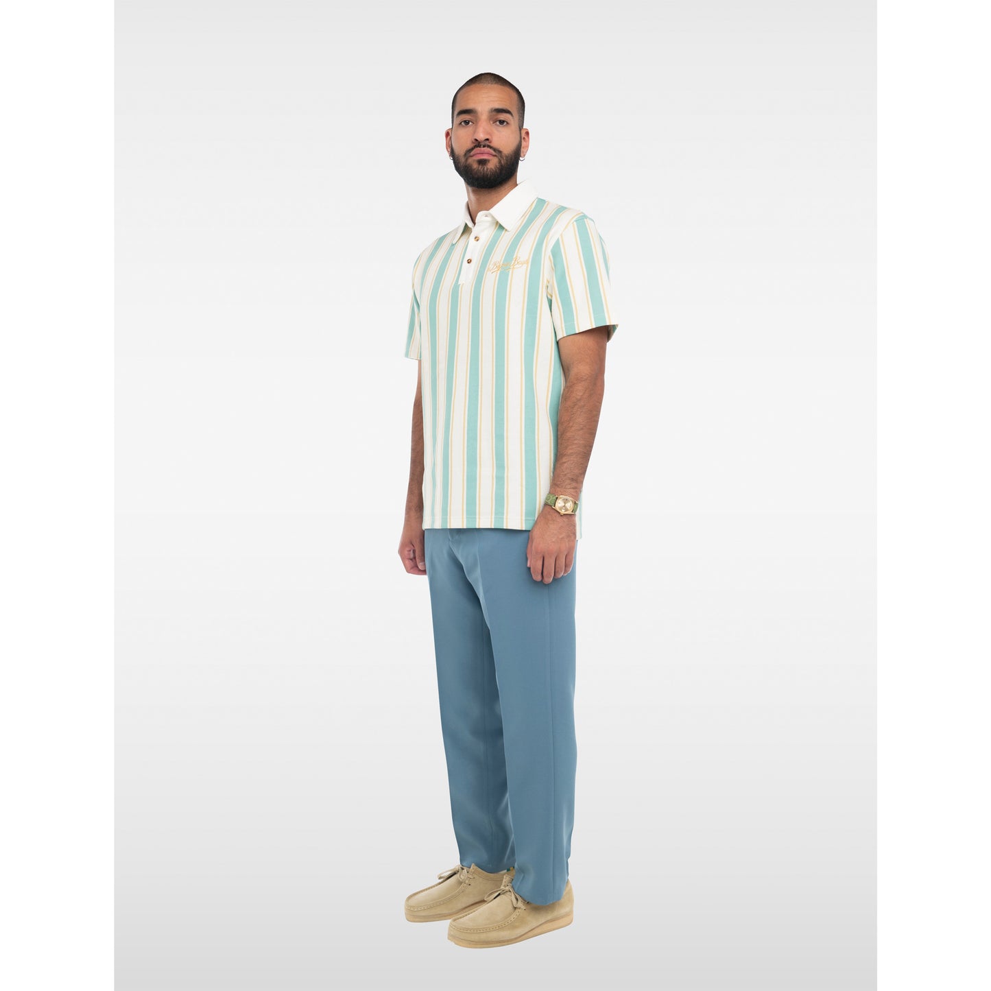 Striped Polo - Green White