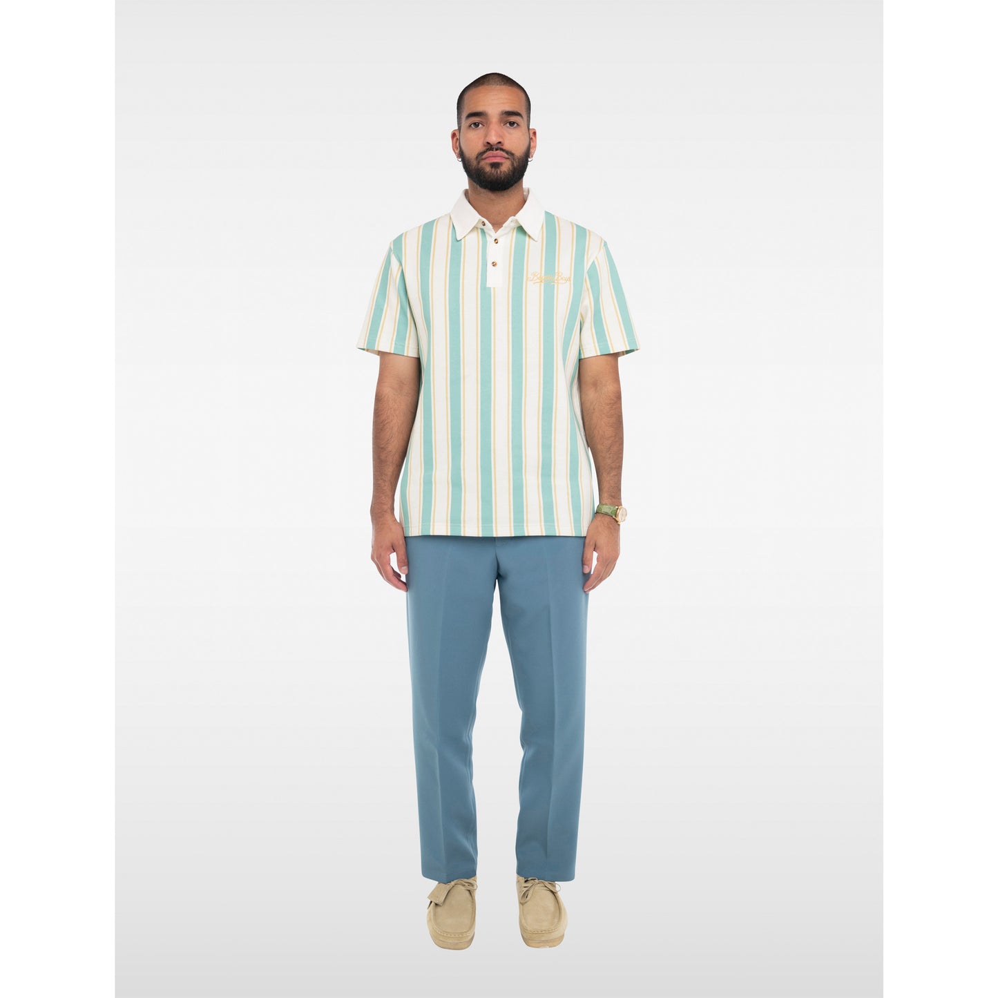 Striped Polo - Green White